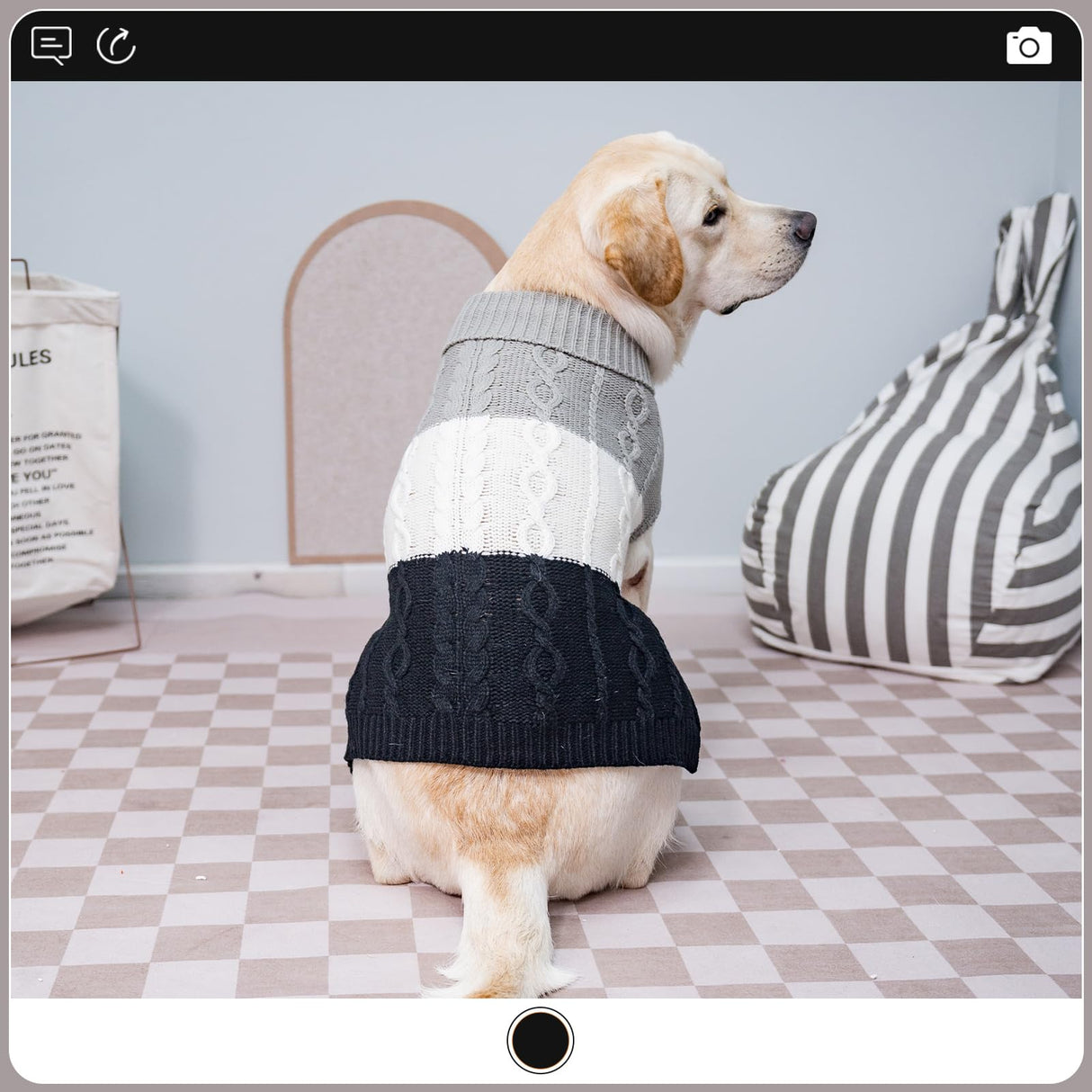 EXPAWLORER Dog Sweater with Leash Hole - Large Dogs Fall Sweaters for Girls Boys,Classic Turtleneck Knitwear Dog Clothes for Cold Weather, Cable Knit Dogs Outfit,Coat,Pet Apparel(Black&Grey,L)