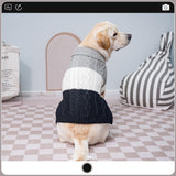 EXPAWLORER Dog Sweater with Leash Hole - Large Dogs Fall Sweaters for Girls Boys,Classic Turtleneck Knitwear Dog Clothes for Cold Weather, Cable Knit Dogs Outfit,Coat,Pet Apparel(Black&Grey,L)