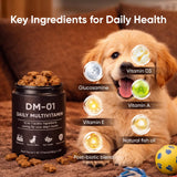 DM-01 Daily Multivitamin, Multivitamin Itch Relief Chews for Dog, Made with 12 Active Ingredients for Hip & Joint, Digestive & Boost Immunity, 60 Chew