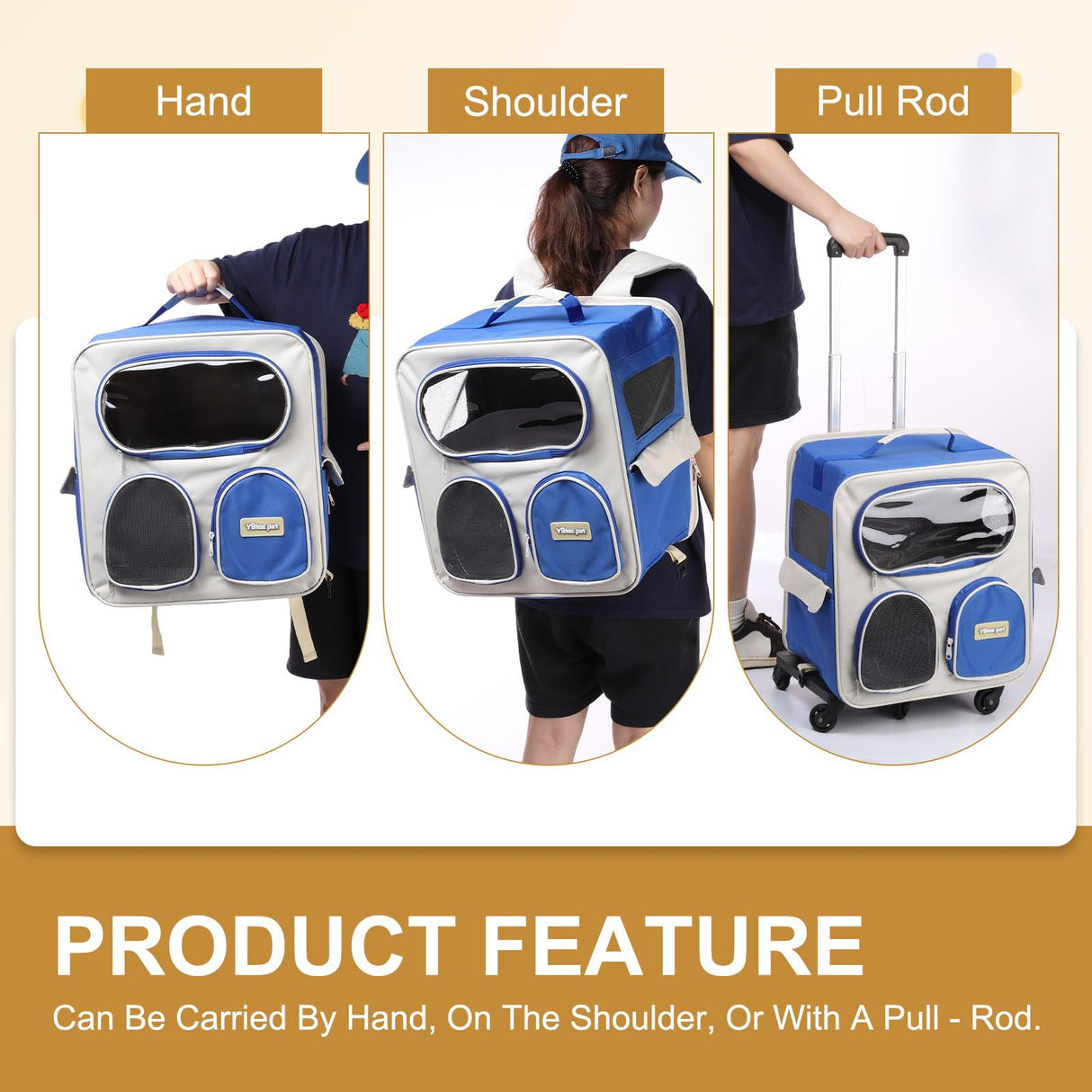 PETAXCELL Pet Backpack Carrier, Portable and Ventilated, Nylon Dogs Cats and Small Animal Travel Bag 14.17", (Orange, 1 Pcs), Intended for Hiking/Camping/Traveling