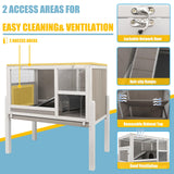 Ketive Guinea Pig Cages Indoor, Wooden Guinea Pig Cages with Stand, Rabbit Cage Hutch with Ramp and Hideout, Small Animals Cage Habitat with Not Leakage Pull Out Tray