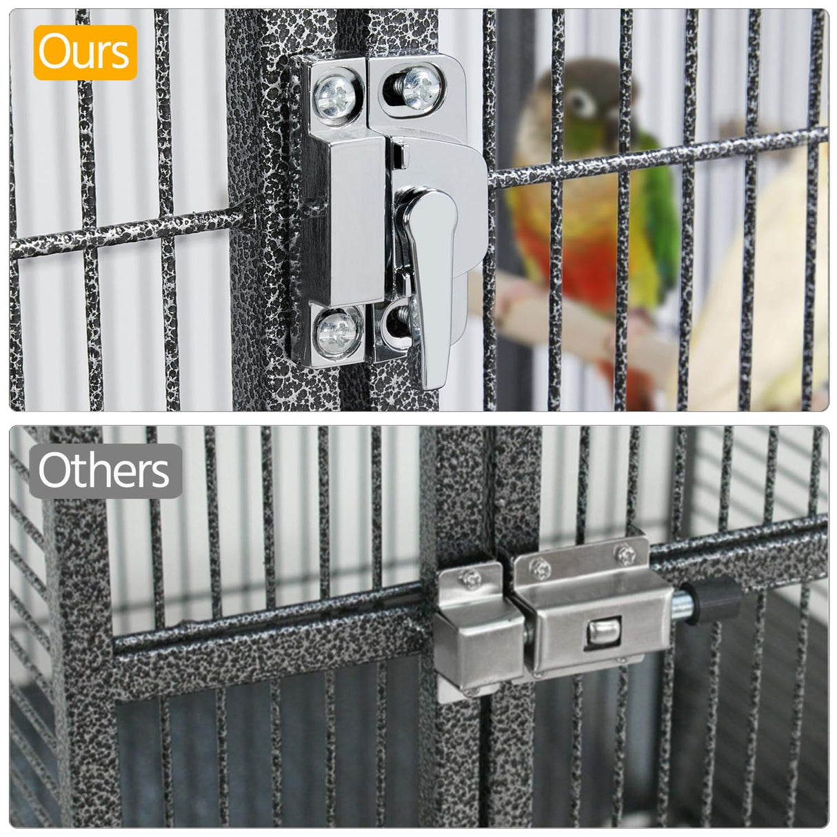 Yaheetech 69-inch Wrought Iron Rolling Large Parrot Bird Cage for African Grey Small Quaker Amazon Cockatiel Sun Parakeet Green Cheek Conure Dove Lovebird Budgie Play Top with Stand