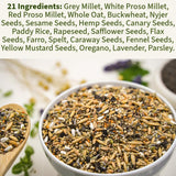 KikiBirds Premium Parrot Food| Protein-Rich Low-Fat Formula | Cockatiel, Conure, Lovebird, Quaker, Parrotlet | No Corn, Soy, Peanuts | Gourmet Whole Grains & Seeds | Daily Maintenance Blend (3 lbs)