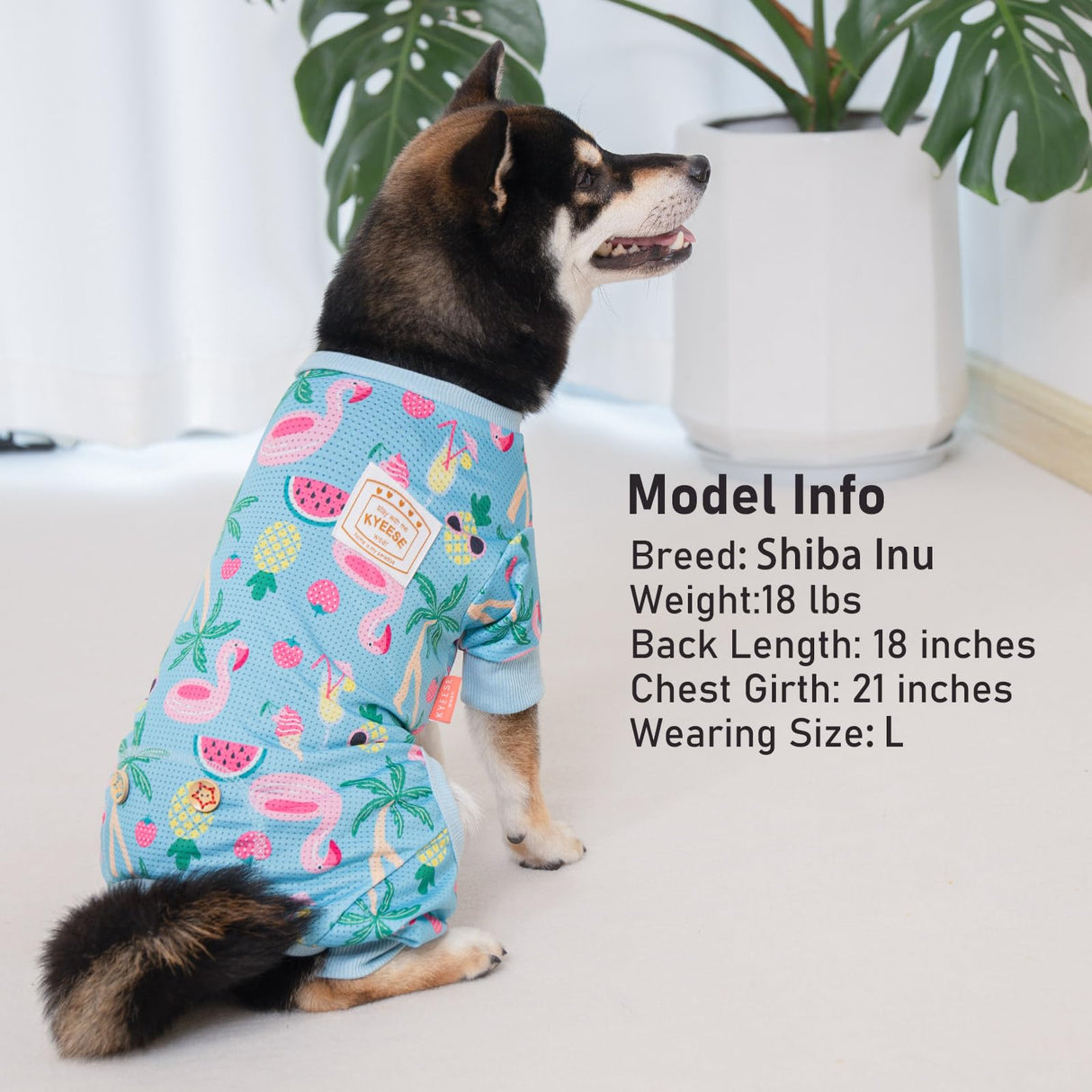 KYEESE Dog Pajamas, Lightweight Dog Pajamas for Small Medium Dogs, Breathable Mesh Dogs PJS Soft Onesie Clothes, Comfy Summer Sun Protection Jammies Pet Sleepwear, Pet Jumpsuit Outfit, Flamingo, XL