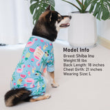 KYEESE Dog Pajamas, Lightweight Dog Pajamas for Small Medium Dogs, Breathable Mesh Dogs PJS Soft Onesie Clothes, Comfy Summer Sun Protection Jammies Pet Sleepwear, Pet Jumpsuit Outfit, Flamingo, XL