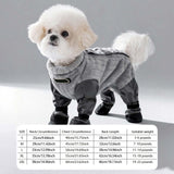 Dog Winter Coat, Waterproof Insulated Quilted Full Body Suit with Attached Boots for Small Medium Dogs, Reflective Outdoor Walking Snow Outfit (Grey, L)
