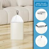120 Counts 1.6 Gallon Mini Drawstring Trash Bags, Small Garbage Bags, Code a fit 4.5-8 Liter, 1.2-2 Gal, White Trash Bin Liners for Home Office Kitchen Bathroom Bedroom