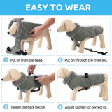 Queenmore Dog Winter Jacket, Fleece Dogs Vest for Winter, Dog Cold Weather Coats, Puppy Coats for Medium Breeds Waterproof, Pet Snowsuit with Leash Hole, Grey, M