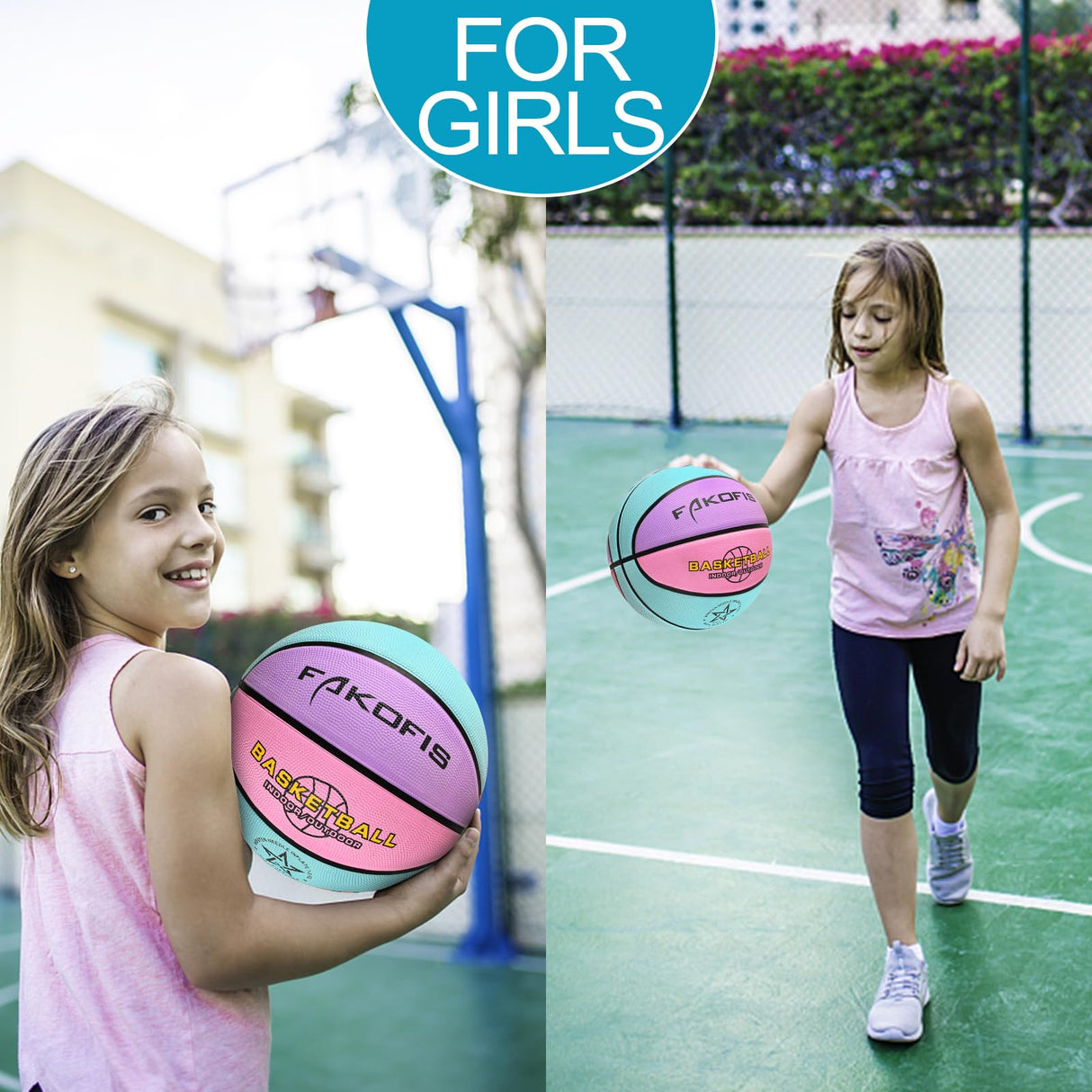 FAKOFIS Toddler Kids Basketball Size 3(22") Mini Basketball for Boys Girls Age 1 2 3 4 5 6,PU Rubber Indoor Outdoor Basket Balls for Training Shoot and Dribble