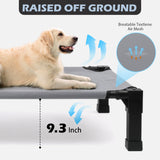 Heeyoo Elevated Dog Bed with Canopy, Outdoor Dog Bed Cot with Removable Shade Tent, Portable Raised Pet Cot Cooling Bed for Dogs and Cats, Grey, 51" x 36"