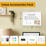 Small Dry Erase Board for Wall, 16" x 12" Double-Sided Hanging Whiteboard, Magnetic White Board with 4 Markers, 4 Magnets and 3 Mini Sticky Notes, Portable Whiteboard for Kids, School, Home, Office