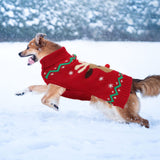 YUEPET Christmas Dog Sweaters Pullover, Reindeer Snowflake Christmas Outfits with Leash Hole, Classic Turtleneck Dog Clothes for Puppies Medium Dogs(XL)