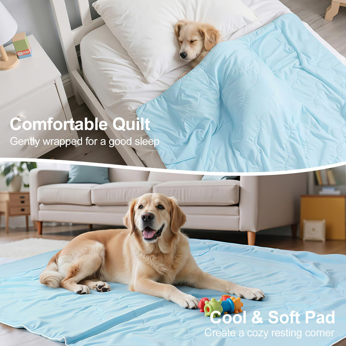 Tivray Premium Cooling Dog Blanket, Q-MAX>0.4 Cooling Blanket for Dogs, Washable Lightweight Summer Quilt for Pets and Humans, Self Cool Quilt for Cats, Cool Throw for Hot Sleepers, 25"×35", M, Blue