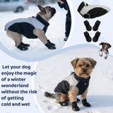 Thinkday Dog Coat and Boots Set for Weighing 23-35lbs, Waterproof Winter Jacket Paw Protectors with Harness Leash Hole, Reflective Vest, Snowsuit Coats, Rugged Anti Slip Dog Shoes Cold(Black, L)