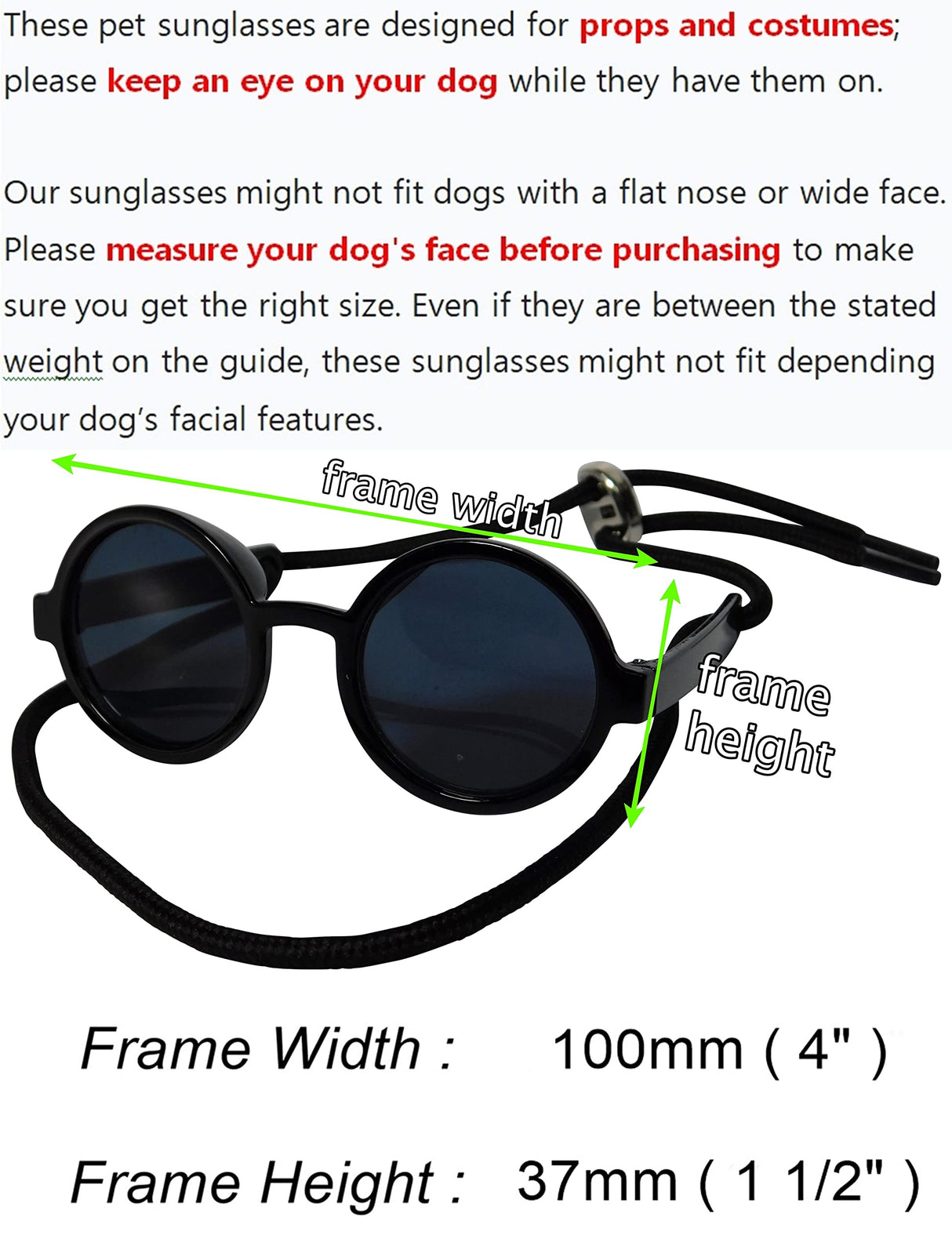 G016 Dog Cat Pet Round Sunglasses Goggles for Small Breed Dogs up to 15lbs (2-Pack Black + Pink)