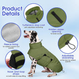 ASENKU Extra Warm Dog Coat - Winter Fleece Jacket with Reflective Adjustable Zippered Leash Hole for Medium Dogs (Green, L)