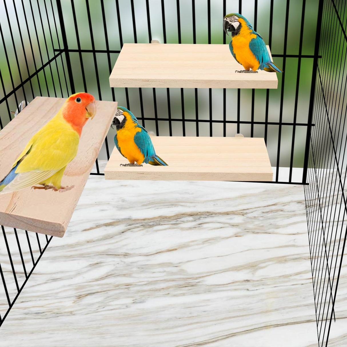 Oungy 4 Pack Bird Perch Stand 12.4×5.3 Inch Parrot Wood Platform Rectangle Wood Perch Stand Board Shelf for Parrots Birds Budgie Parakeet Cockatiel Hamster Chinchilla Gerbil
