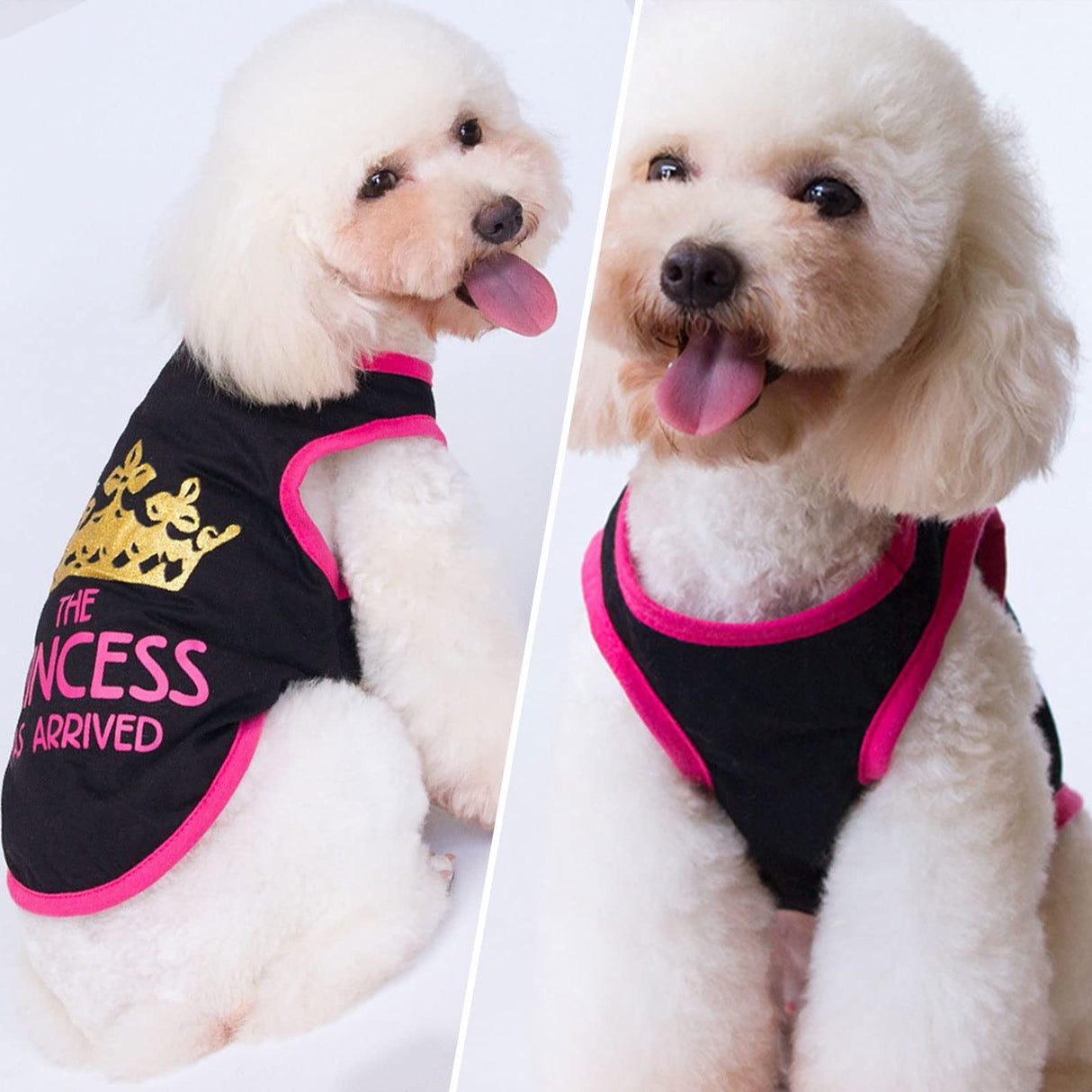 The Printed Prince 3 Pack Dog Shirts - Small Dog Outfits, Cotton Sleeveless Tshirts for Girl Chihuahua, French Bulldog, Dachshund - Pink, Red, Black, XS