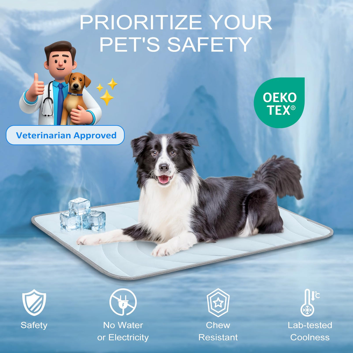 Cozyide Dog Cooling Mat, Medium Cooling Mat for Dogs, Reversible Pad for Pet, 28" L x 22" W, Blue