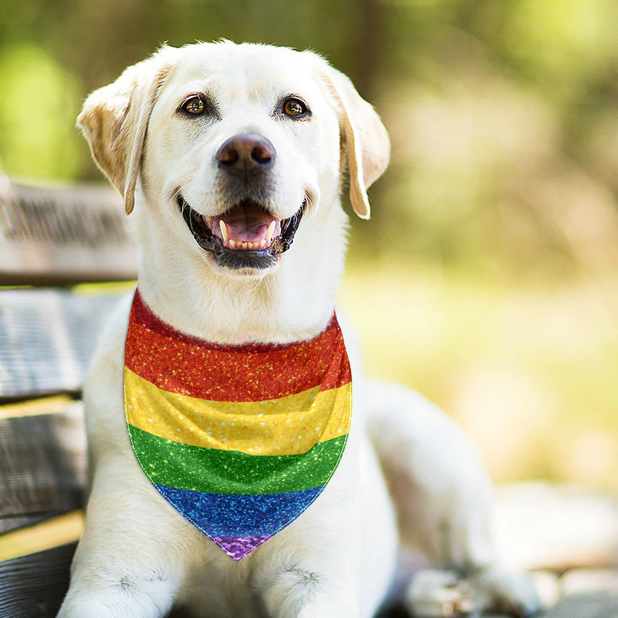 2 Pack Dog Bandanas LGBT Glitter Rainbow Pride Flag Milk Silk Pet Bandana Scarf Snap Button Triangle Bibs Kerchief Set Pet Holiday Accessories Decor for Puppy Dogs Cats M