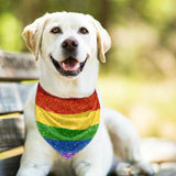 2 Pack Dog Bandanas LGBT Glitter Rainbow Pride Flag Milk Silk Pet Bandana Scarf Snap Button Triangle Bibs Kerchief Set Pet Holiday Accessories Decor for Puppy Dogs Cats M