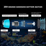 WUCIOOO 700GPH Ultra Quiet Bottom Suction Submersible Water Pump (2600L/H, 40W) with 3 Nozzles,8ft High Head,Suitable for Aquariums,Fish Tanks, Pond Fountains, Hydroponic Green,Indoor Fountains