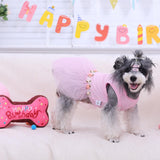 CuteBone Pink Tulle Skirt Dog Wedding Bridesmaid Dress for Puppy with Lace Trim at Waist - Comfortable, Stylish, and Perfect for Special Occasions HBQ01L