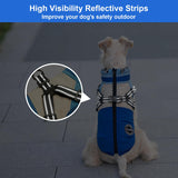 AIMYDOG Winter Coat, Waterproof Jacket, Warm Turtleneck Fleece Vest With Built-in Harness, Reflective Snow Jacket Snowsuit for Small Medium Large Dogs, Blue M