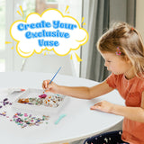 Kssiaz DIY Vase Mosaic Painting Kit, DIY Mosaic Arts and Craft Kits with Vase Flower Mosaic Accessories, Handmade Sticker Painting Gem Art Kit for Kids Christmas Room Decor