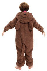 Loiahoer Kids & Teens Poodle Dog Onesie Costume Brown Puppy Dog Halloween Costume Cosplay Costume for Girl and Boy,XS