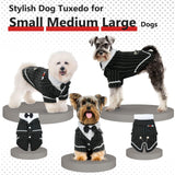 QBLEEV Dog Tuxedo Halloween Costume with Bow Tie, Formal Black Suit & Cat Wedding Outfit, Pet Prince Dress Clothes for Small Medium Large Dogs & Cats – Easy Fit for Party, Photoshoot, Holiday