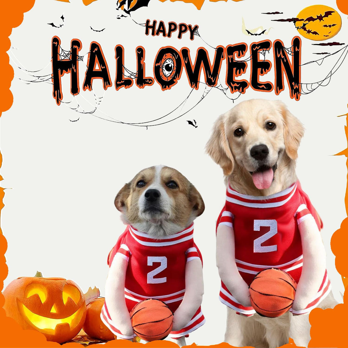 TMLDOT Dog Basketball Costume with Ball, Funny Halloween Costume for Pet, Adjustable Funny Dress Up Sports Outfit Cosplay Clothes for Small Medium Large Dogs (Red-Medium)