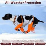 IKIPUKO Dog Suspenders Boots, Winter Snow Shoes for Large Dogs, Waterproof Dog Boots for Rain Mud, Anti-Slip Stay-On for Active Dogs, Adjustable Reflective Paw Protector for Walking Hiking, 2XL Orange