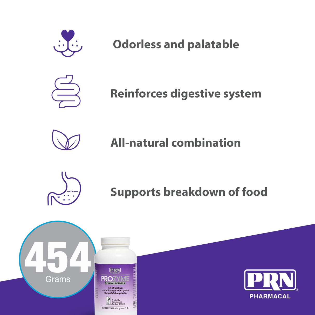 PRN Pharmacal ProZyme Original Formula Enzyme Replacement Supplement - Reinforces Animal's Gut Health, Supports Dog & Cat Food Breakdown - Promotes Pet's Digestive Health - 454 g, 1 lb Bottle