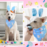 SilTriangle 16 Pack Dog Easter Outfit Including 8 Bunny Ears Headband and 8 Easter Dog Bandana Four Colors Bunny Ears Pet Bandana with Different Patterns