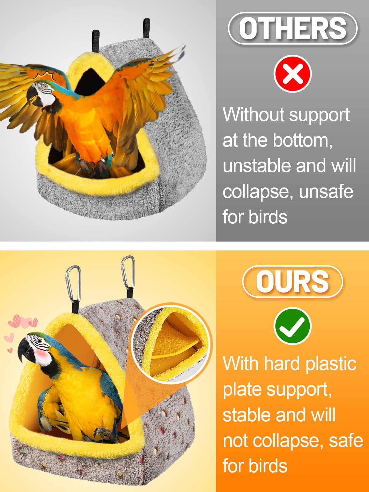 Large Winter Warm Bird Nest House, Comfortable Bird Bed for Cage with Mat, Hanging Hammock Shed Hideaway Hut Gift for Macaws African Grey Amazon Parrots