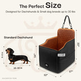 Dog Car Seat for Small Dogs, Dachshund Car Seat Booster Bed for Small Breeds – Non-Slip Base, Adjustable Straps, Washable Cover (Small Size Black)