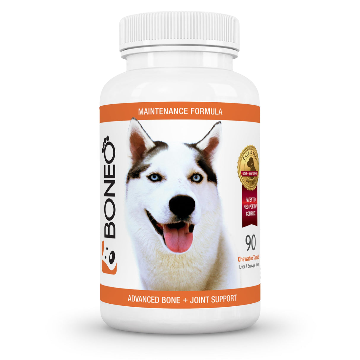 Boneo Canine Maintenance Formula- Lactoferrin-Based Bone and Joint Supplement for Dogs- 90 Ct Chewable Tablets, Liver and Sausage Flavor