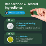 VetriScience Veterinary Strength Calm & Confident Chews - Stress Supplement for Pets - Supports Brain Function for Cats & Dogs - with L-Theanine, Thiamine & More - 60 Count