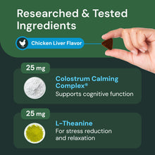 Load image into Gallery viewer, VetriScience Veterinary Strength Calm &amp; Confident Chews - Stress Supplement for Pets - Supports Brain Function for Cats &amp; Dogs - with L-Theanine, Thiamine &amp; More - 60 Count
