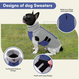 Queenmore Dog Sweater Male Female Dog Christmas Sweater Winter Jacket Coats with Leash Hole for XL Dogs Fleece Dogs Sweaters for Large Pets Collie Pitbull, Blue XL
