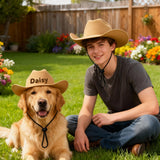 DUCKBE Personalized Dog Cowboy Hats with Name, Custom Cowboy Hat for Dog, Holiday Party Cowboys Costume for Puppy, Pet Tiny Cowboy Cap Birthday Gifts for Pet