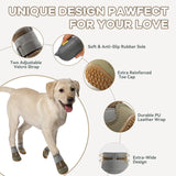 Furrtripsy Dog Booties,Waterproof Dog Shoes for Large Medium Small Dogs,Suitable for Summer Hot Pavement,Adjustable Non-Slip Rubber Paw Protector (Brown, #7 (Width 2.8 inch) for 63-78 lbs)