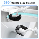 Toilet Bowl Brush Holder Set: Curved Design with Holder for Deep Cleaning Under Rim - Compact Hidden Scrubber for Small Space - Modern RV Bathroom Accessories - White 1 Pack