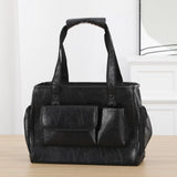 Johomviin Dog Carrier Purse, Fashion Leather Pet Carrier Bag, Airline Approved Soft Sided Cat Travel Tote Bag with Pockets Black