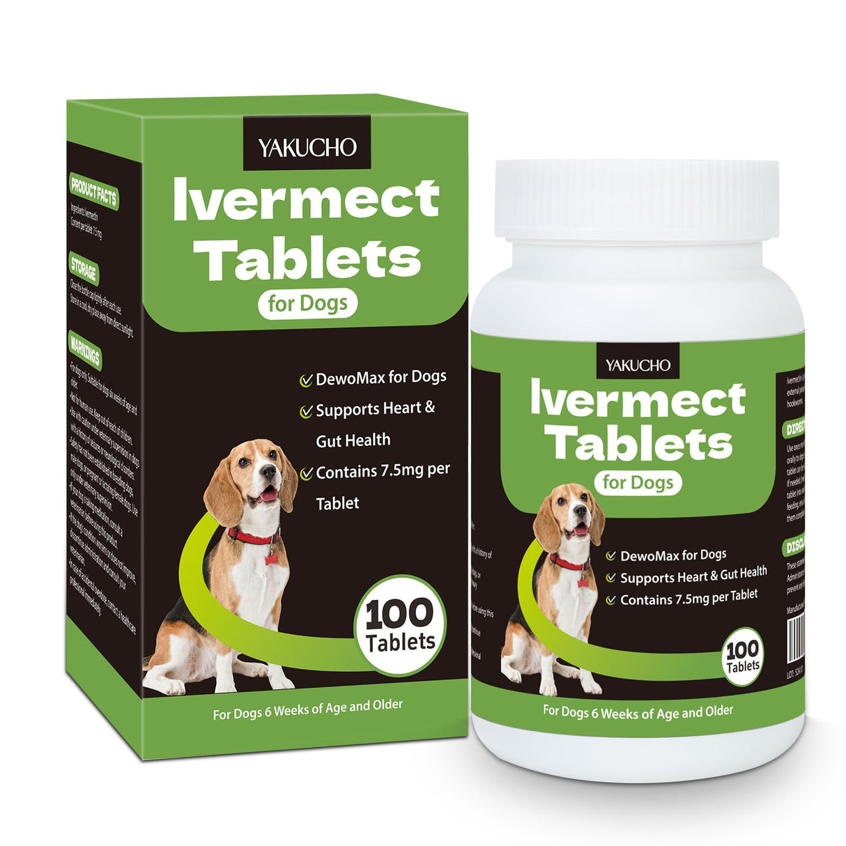 lvermect Tablets for Dogs, 99% Purity for Gut Health Detox, Promotes Immune & Digestive Support - 7.5mg(100 Tablets)