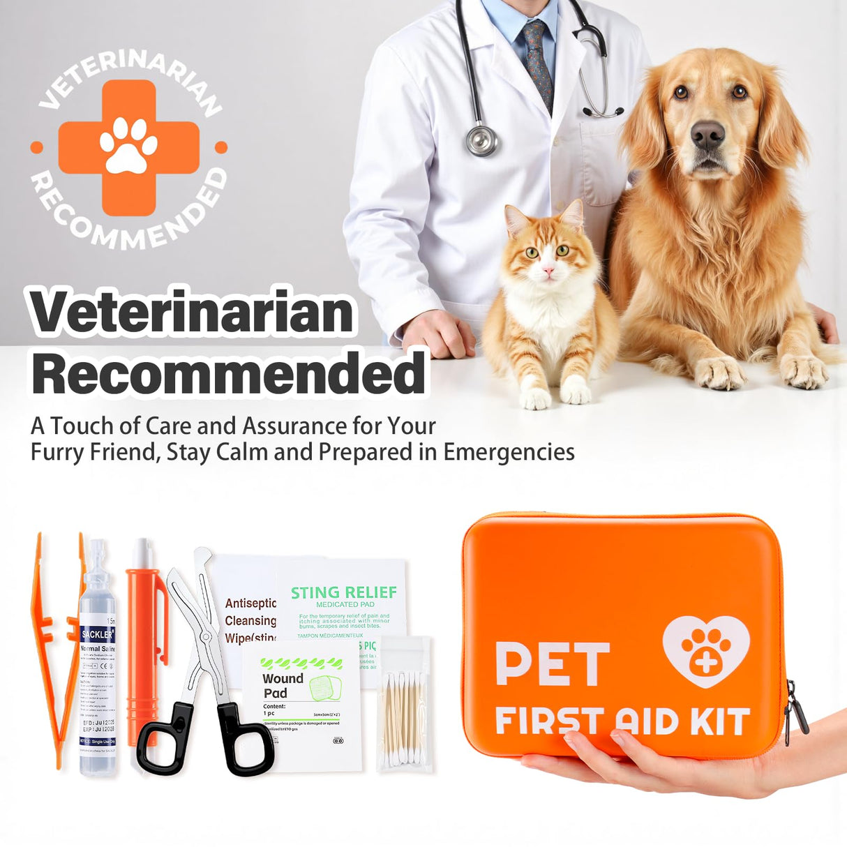 Portable Dog First Aid Kit with Hook - Water Resistant Pouch for Hiking, Camping, Daily Family Use, Travel, Pet Safety, Thoughtful Gift for Pet Owners (81pcs Upgrade Professional Version)