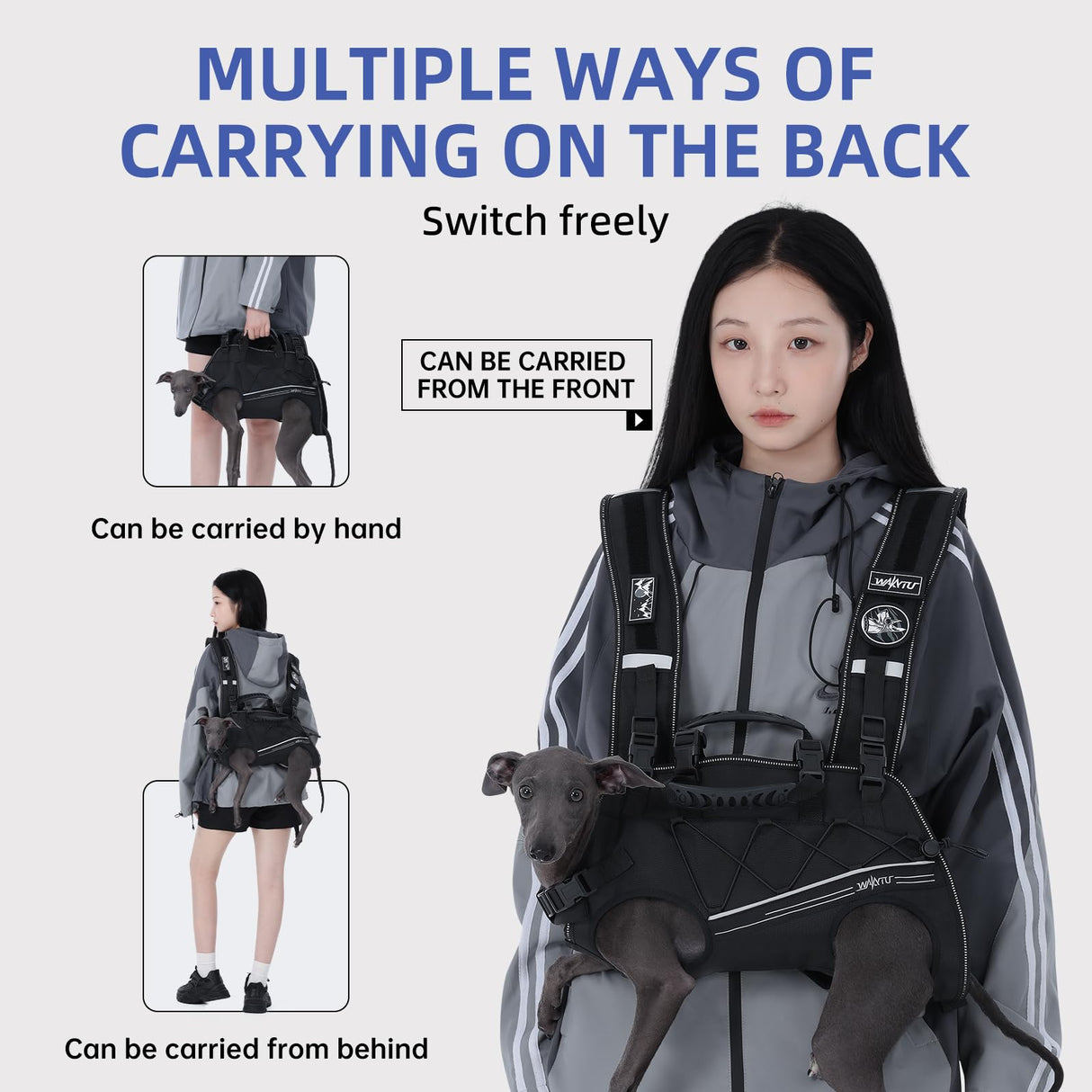 Wakytu Dog Lift Harness for Small Dogs,Dog Backpack Carrier,Adjustable Padded Breathable Straps for Dogs, Disabled, Joint Injuries, Arthritis,XL(24-35LBS)