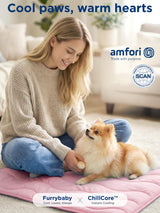 furrybaby Dog Cooling Mat for Medium Dogs, 30"x20" Self Cooling Pet Cooling Mat for Dogs & Cats, QMAX>0.5, Thickened Cool Fiber, Cooling pad for Dog Bed, Durable Portable Indoor/Outdoor Summer,Pink
