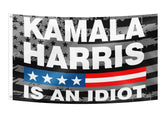 Kamala Harris Is An Idiot Flag 3x5FT Fuck Kamala Harris 2024 Flag Vivid Color Polyester With 2 Brass Grommets Supporting Trump American Patriotic Banner (Pattern E)